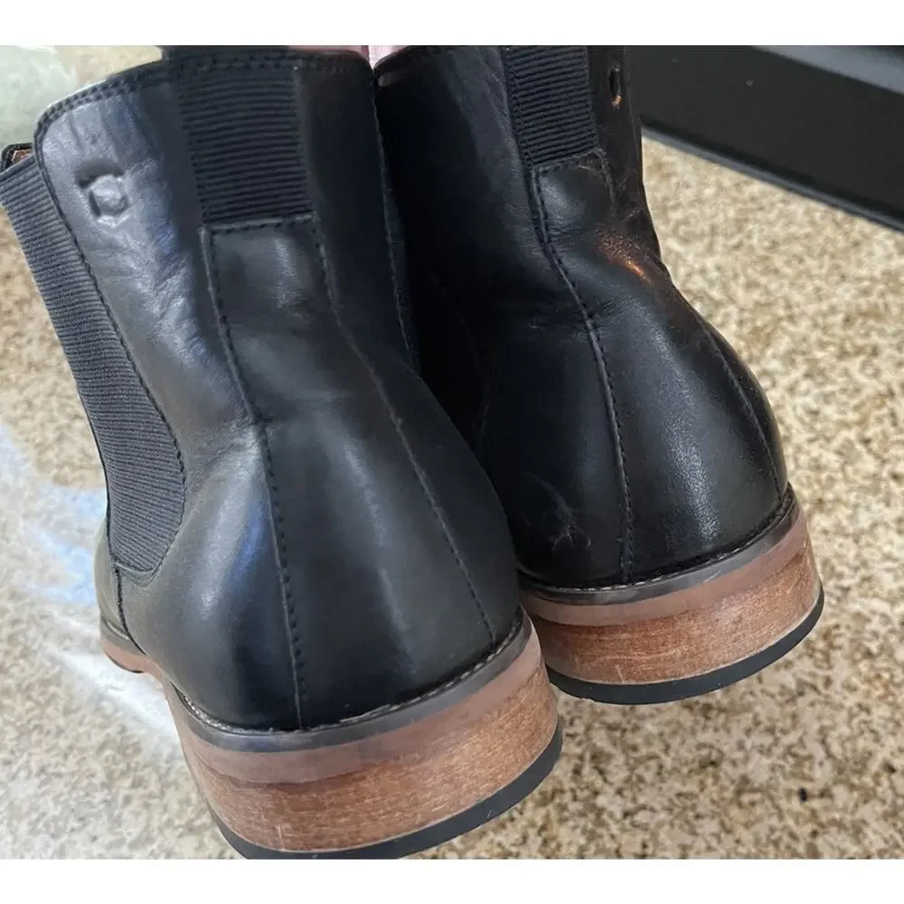 Florsheim Mens Chalet Gore Boot Black Sz 10.5 Leather Upper Chelsea Pull-on Haan
